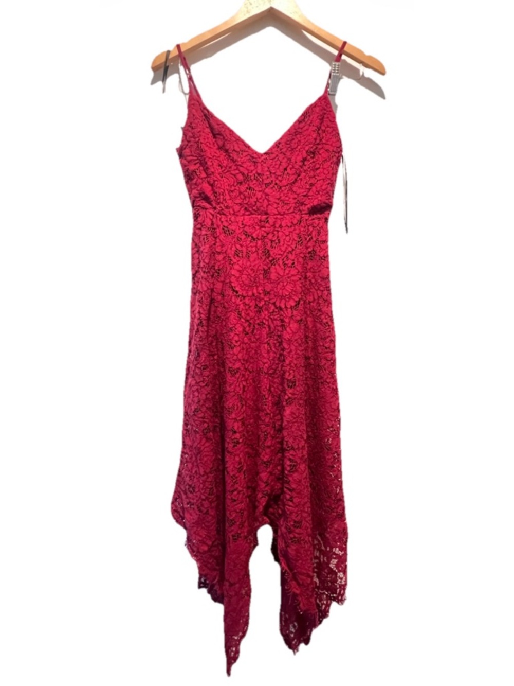 Lulus Red Lace Dress High Low Asymmetrical Dress Womens Size Small